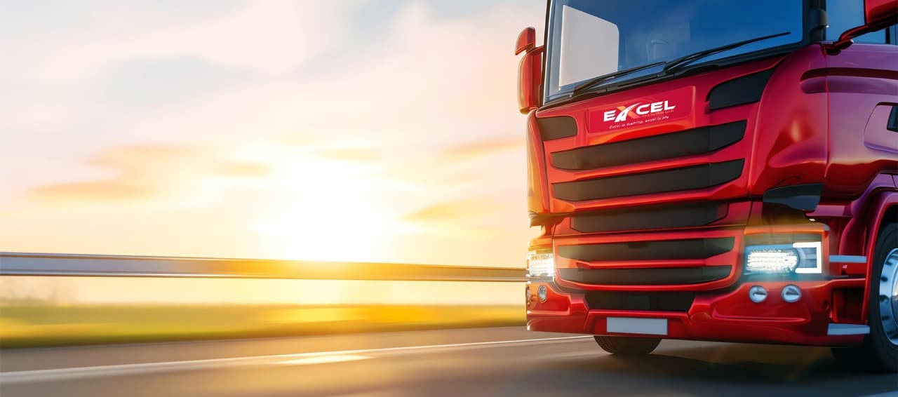 LicenceLane truck on the highway at sunset